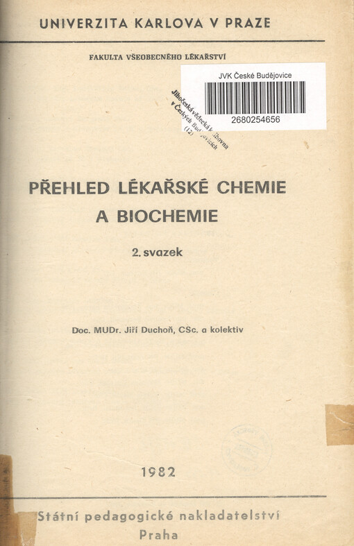 Přehled lékařské chemie a biochemie. 2. svazek