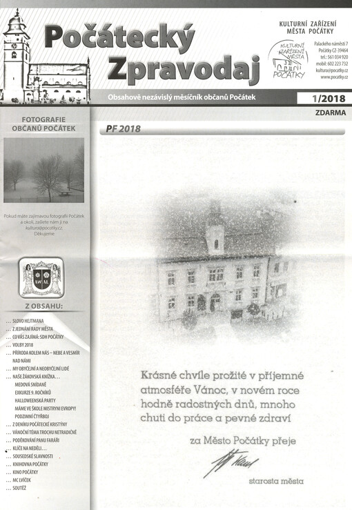 Počátecký zpravodaj : měsíčník občanů Počátek