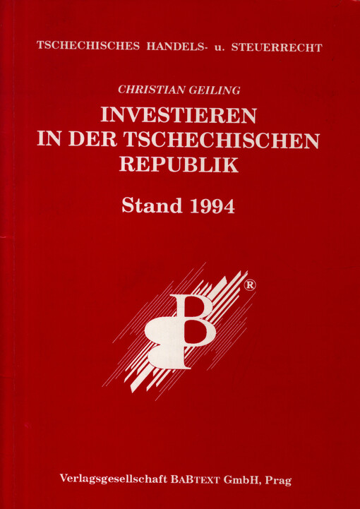 Investieren in der Tschechischen Republik : Stand 1994