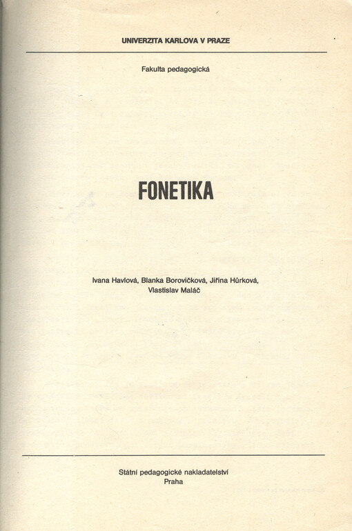 Fonetika : určeno pro posl. fak. pedagog.
