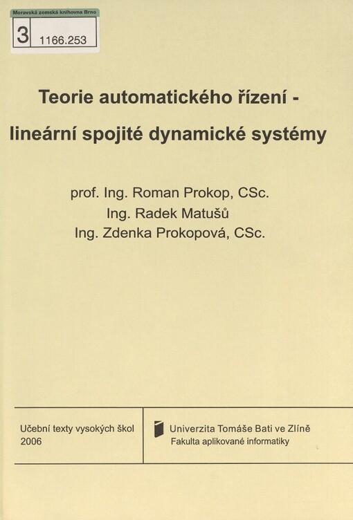 Teorie automatického řízení - lineární spojité dynamické systémy