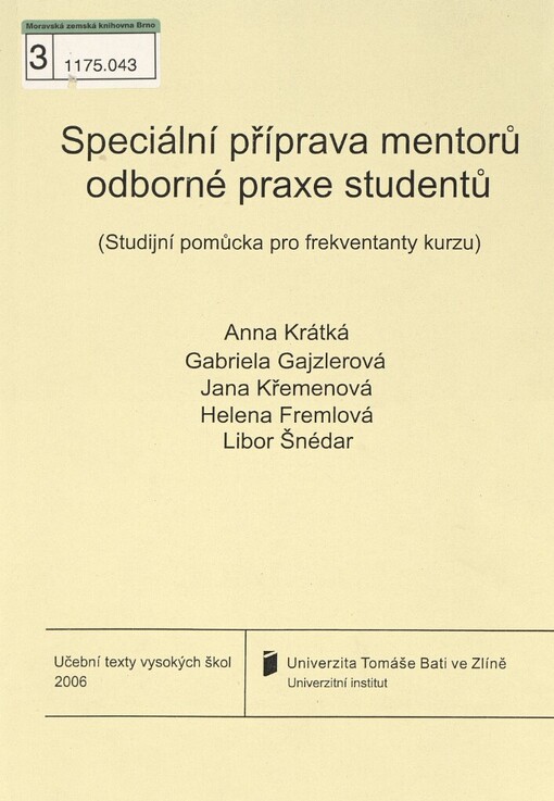 Speciální příprava mentorů odborné praxe studentů: (studijní pomůcka pro frekventanty kurzu)