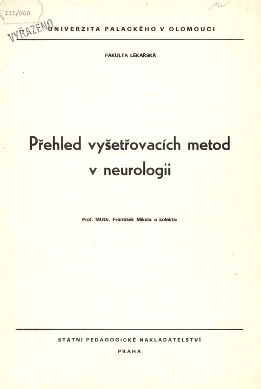 Přehled vyšetřovacích metod v neurologii