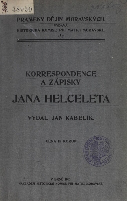 Korrespondence a zápisky Jana Helceleta