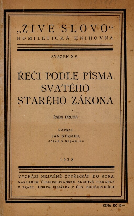 Řeči podle Písma sv. Starého Zákona.Řada druhá