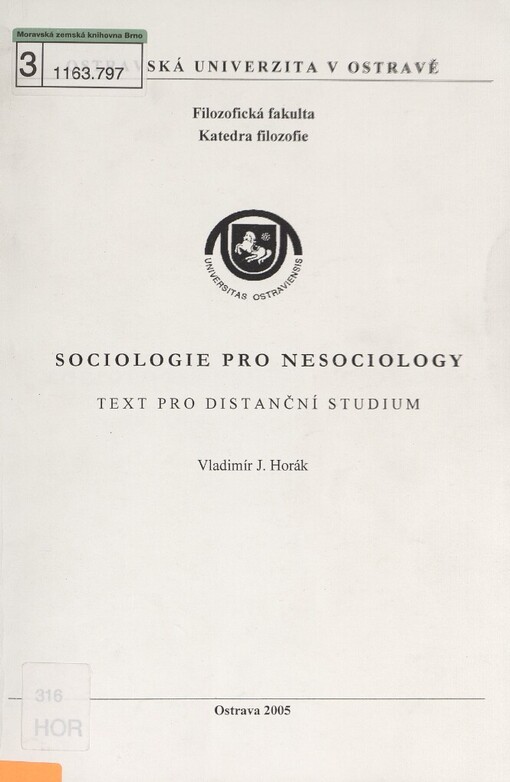 Sociologie pro nesociology: text pro distanční studium