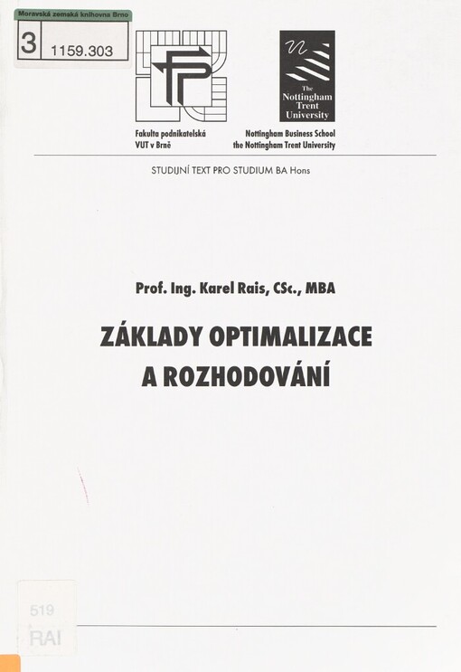 Základy optimalizace a rozhodování