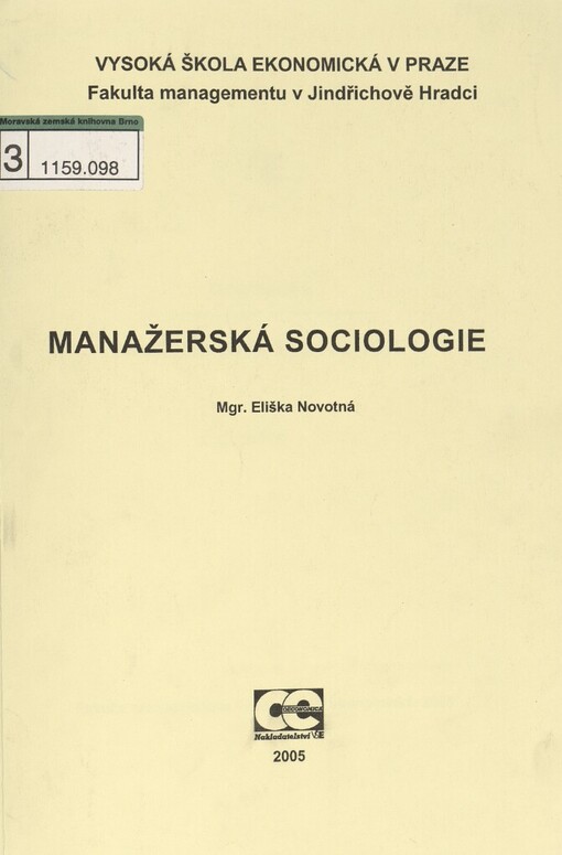 Manažerská sociologie: skripta