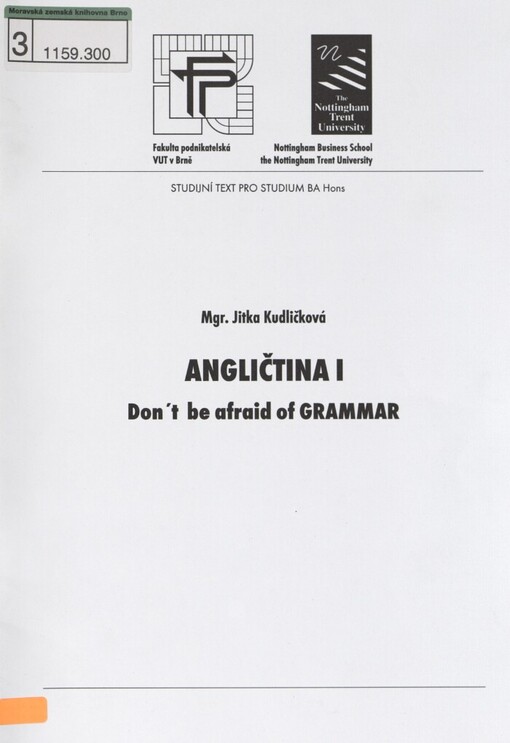 Angličtina I: don't be affraid of grammar