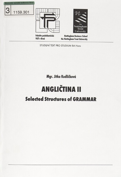 Angličtina II: selected structures of grammar