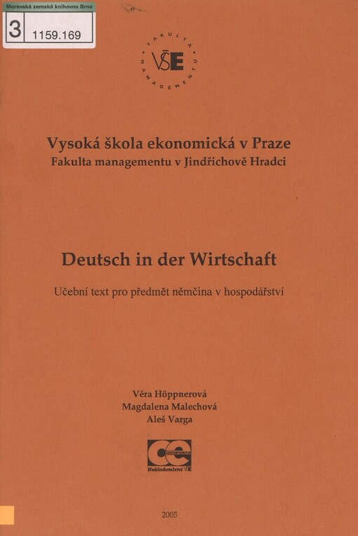 Deutsch in der Wirtschaft: učební text pro předmět němčina v hospodářství