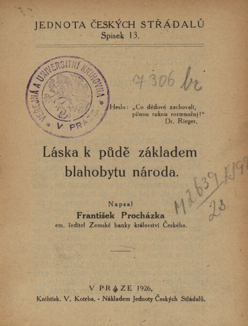 Láska k půdě základem blahobytu národa