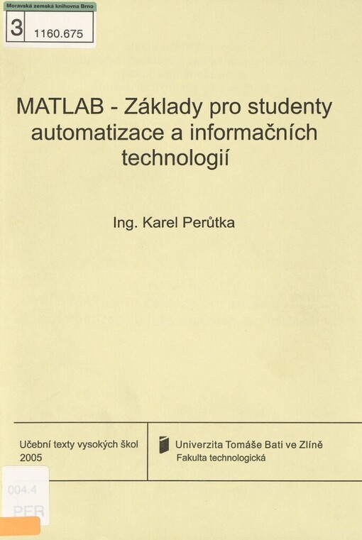 MATLAB - základy pro studenty automatizace a informačních technologií