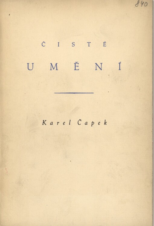 Čisté umění :[úryvek z poslední románové práce