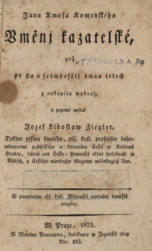 Jana Amosa Komenského Uměnj kazatelské