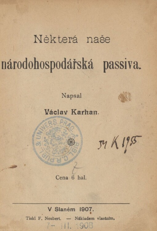 Některá naše národohospodářská passiva