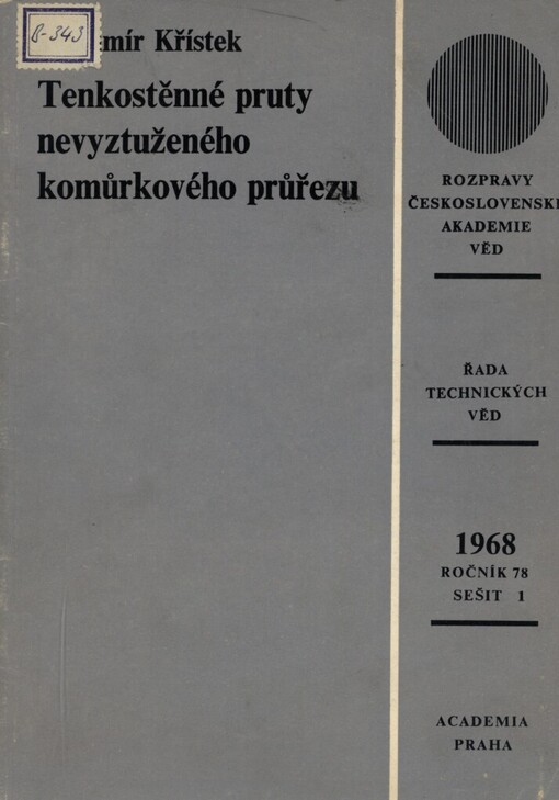 Tenkostěnné pruty nevyztuženého komůrkového průřezu