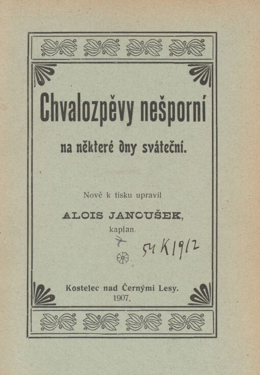 Chvalozpěvy nešporní na některé dny sváteční