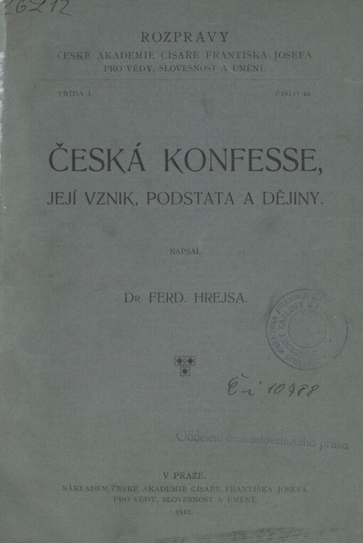 Česká konfesse, její vznik, podstata a dějiny