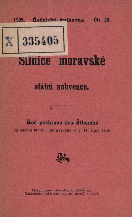 Silnice moravské a státní subvence