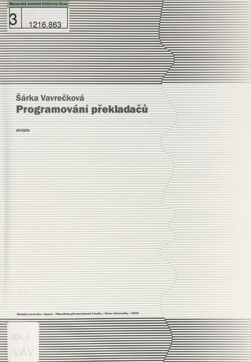 Programování překladačů: [skripta]