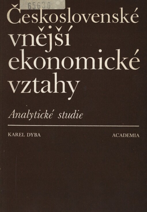 Československé vnější ekonomické vztahy: analytické studie