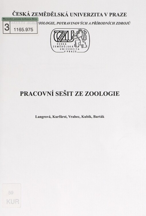 Pracovní sešit ze zoologie