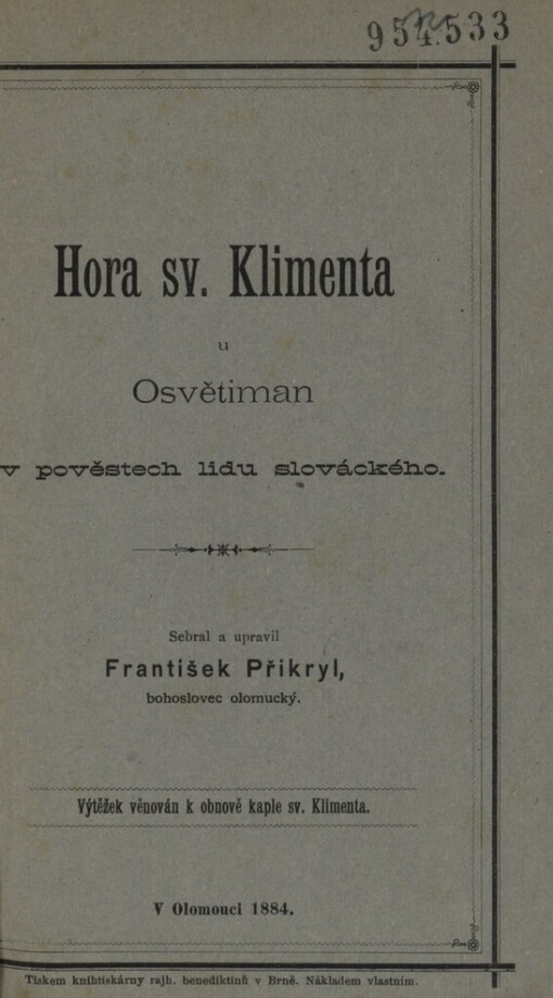 Hora sv. Klimenta u Osvětiman v pověstech lidu slováckého