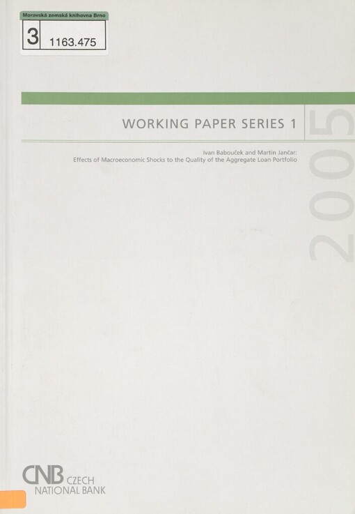 Effects of macroeconomic shocks to the quality of the aggregate loan portfolio