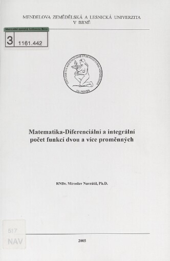 Matematika - Diferenciální a integrální počet funkcí dvou a více proměnných