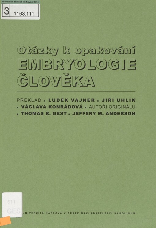 Otázky k opakování embryologie člověka