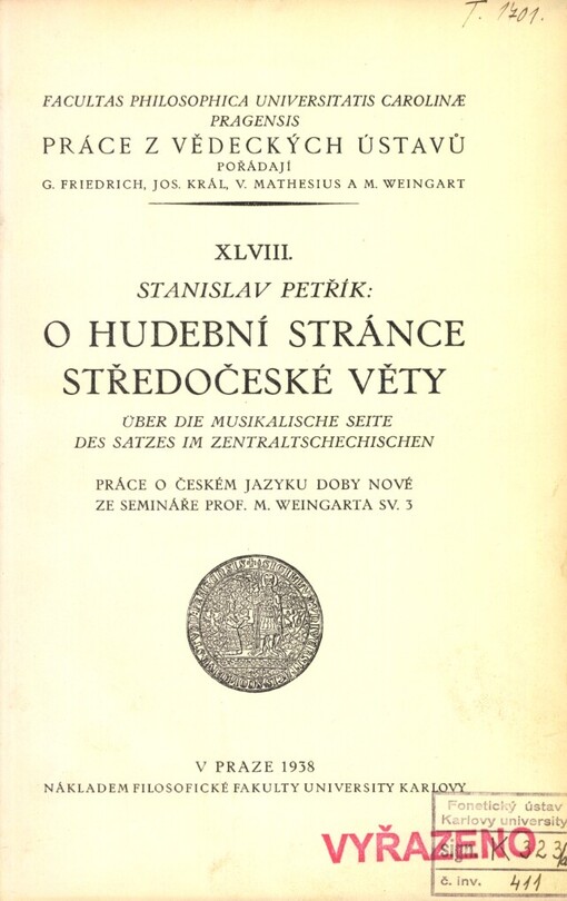 O hudební stránce středočeské věty =: Über die musikalische Seite des Satzes im Zentraltschechischen
