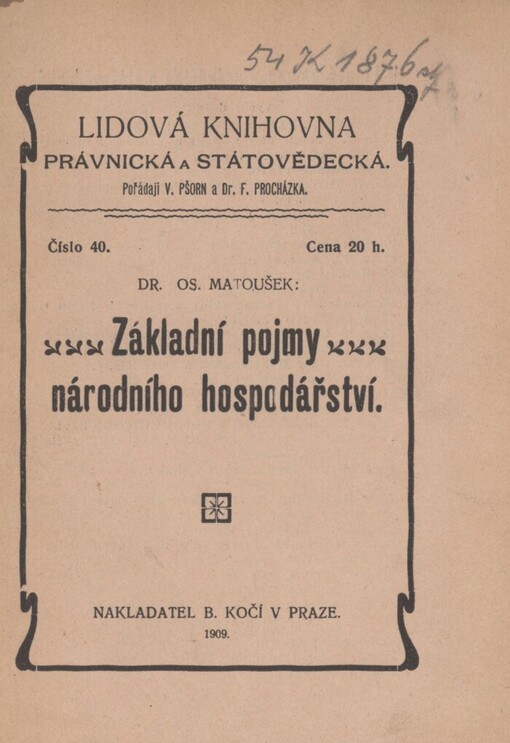 Základní pojmy národního hospodářství