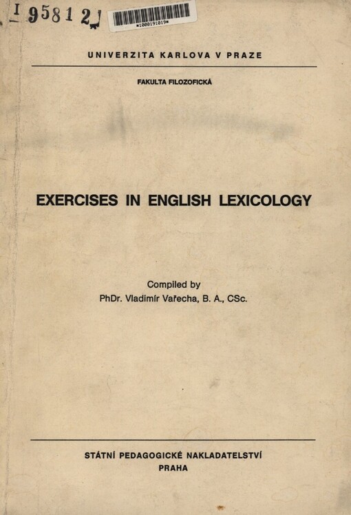Exercises in English Lexicology: určeno pro posl. fak. filozof