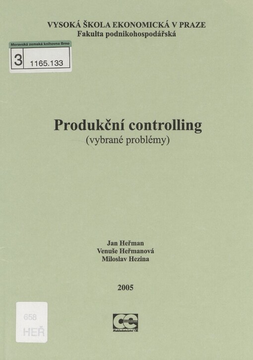 Produkční controlling: (vybrané problémy)