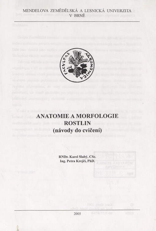 Anatomie a morfologie rostlin: (návody do cvičení)