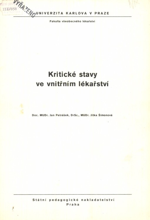 Kritické stavy ve vnitřním lékařství