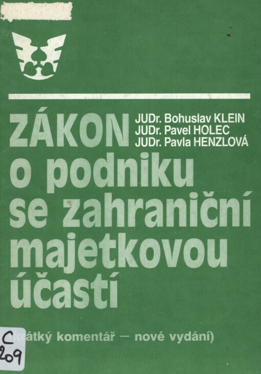Zákon o podniku se zahraniční majetkovou účastí :(krátký komentář - nové vydání)