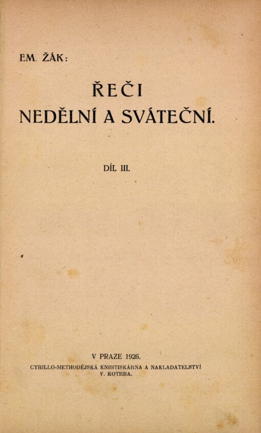 Řeči nedělní a sváteční.Díl 3