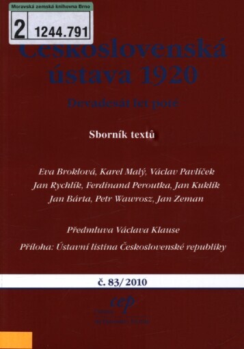 Československá ústava 1920: devadesát let poté : sborník textů