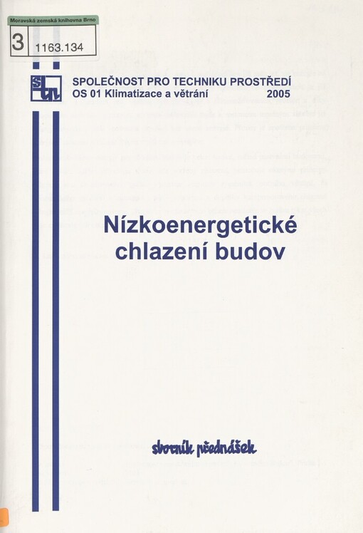 Nízkoenergetické chlazení budov: [sborník přednášek