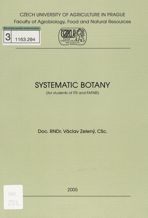 Systematic botany: (for students of ITS and FAFNR)