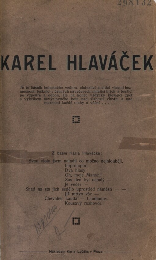 Karel Hlaváček: s výborem básní
