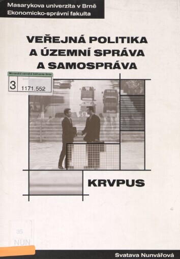 Veřejná politika a územní správa a samospráva: distanční studijní opora
