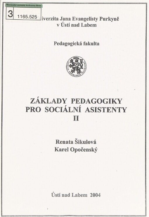 Základy pedagogiky pro sociální asistenty II