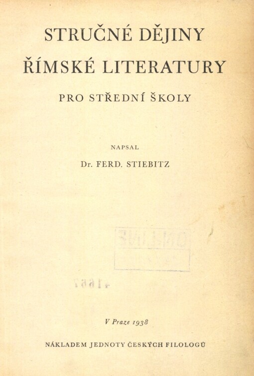 Stručné dějiny římské literatury pro střední školy