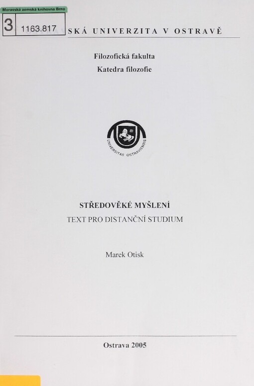 Středověké myšlení: text pro distanční studium