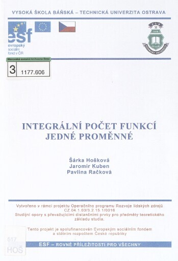 Integrální počet funkcí jedné proměnné