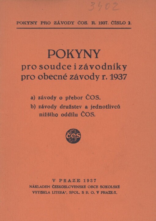 Pokyny pro soudce i závodníky pro obecné závody r. 1937