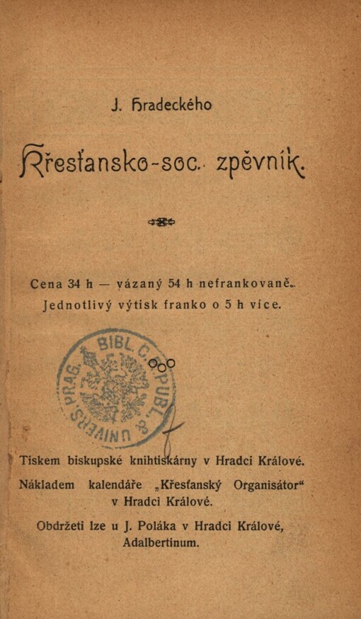 J. Hradeckého Křesťansko-soc. zpěvník